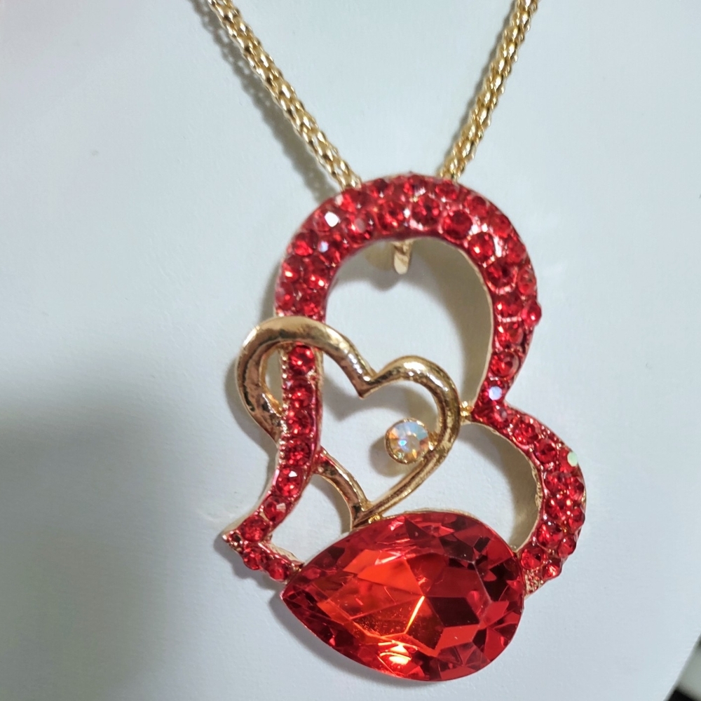 Betsey Johnson Red and Gold Heart Necklace
